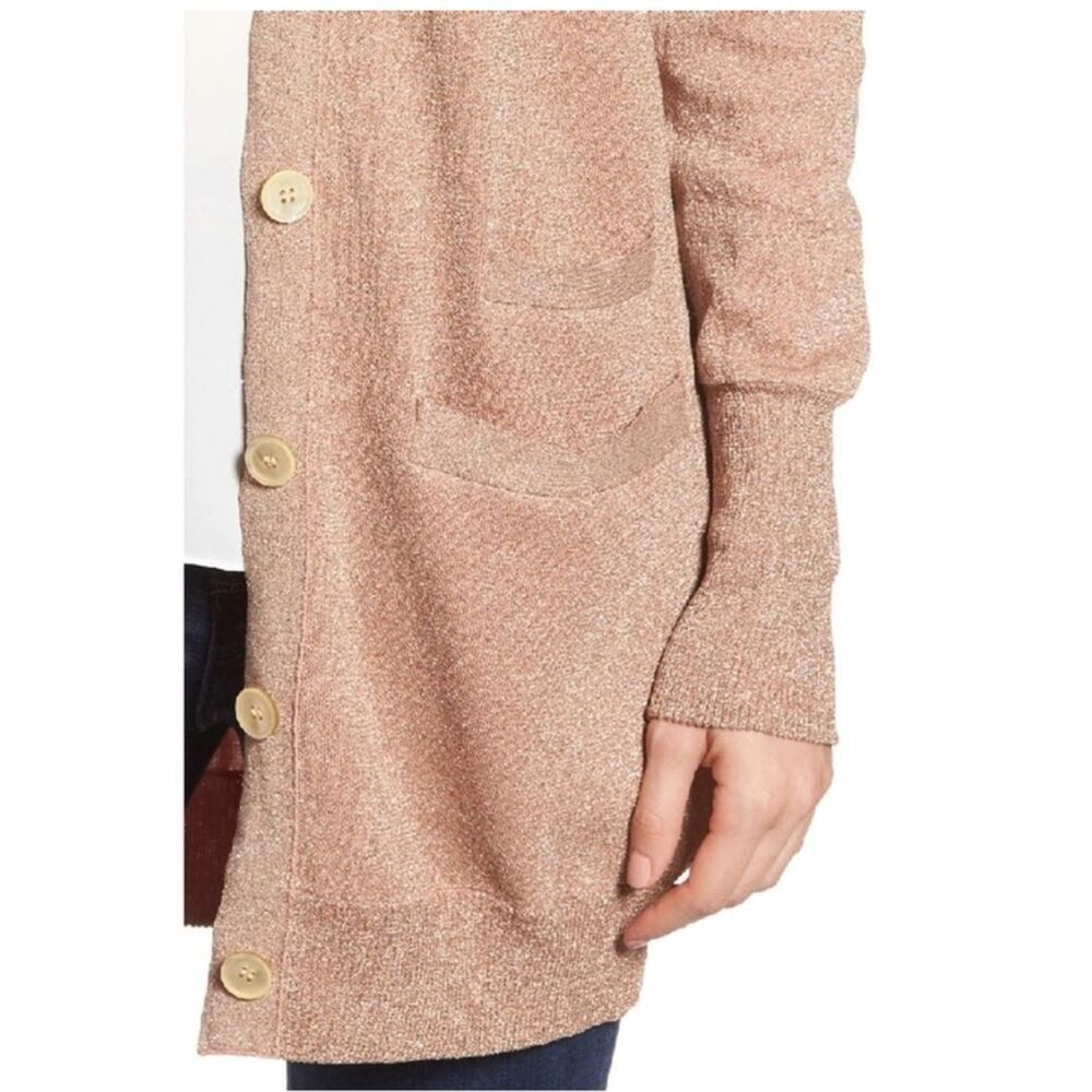 J. Crew Collection Long Cardigan Double Knit Lurex Pink Size Small NWT - Picture 4 of 16